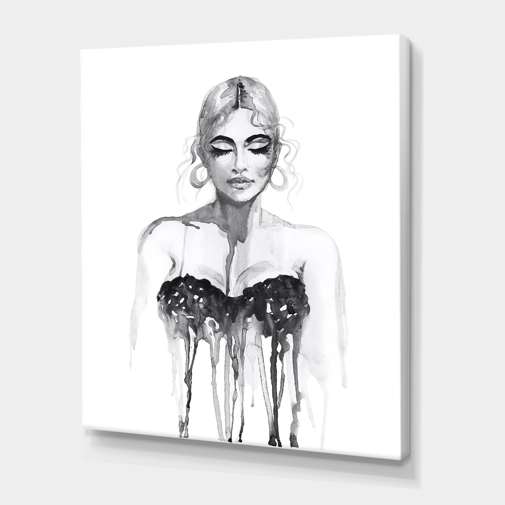 Designart - Monochrome Portrait of Woman Wearing Evening Dress